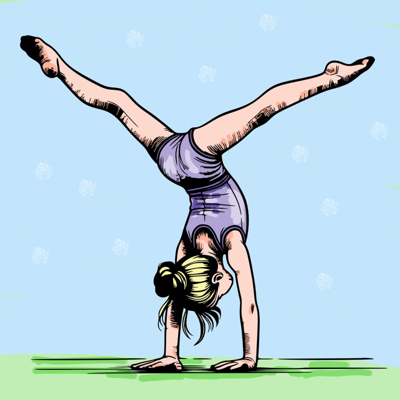 realistic gymnastic hand stand girl in four splits