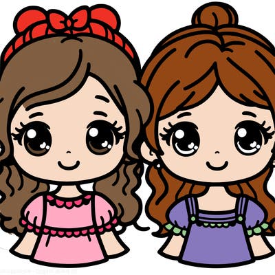drawings of two little girls