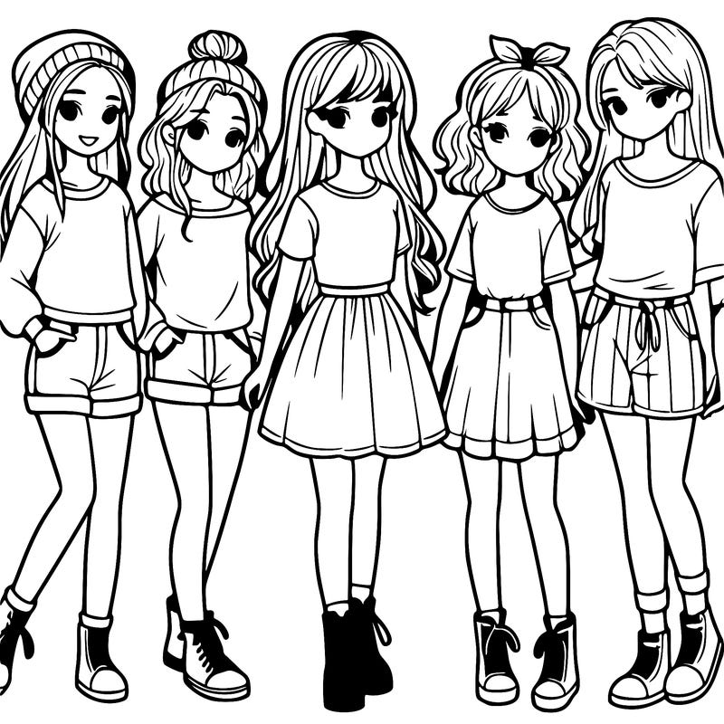 a group of five girls