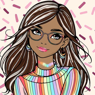 realistic girl with glasses