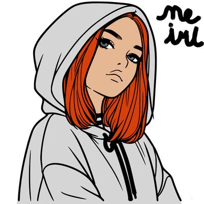 a realistic girl in a hoodie