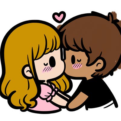a girl and a boy kissing