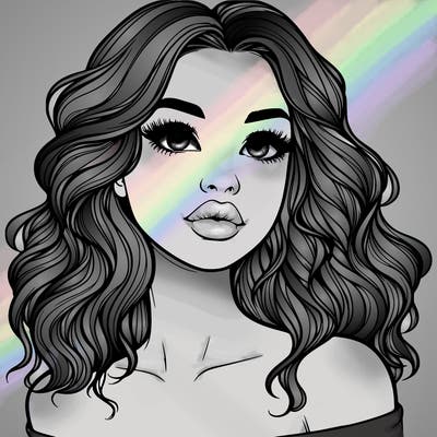 realistic girl with wavy hair and lips