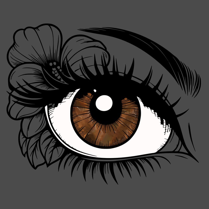 realistic eye with flower