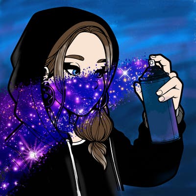 a realistic girl, spray painting