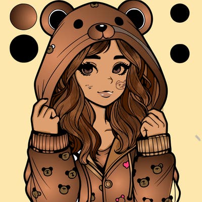 realistic girl in a animal pjs hoodie