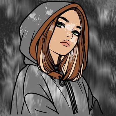 a realistic girl in a hoodie