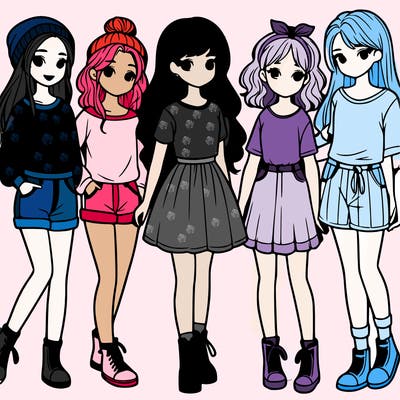 a group of five girls