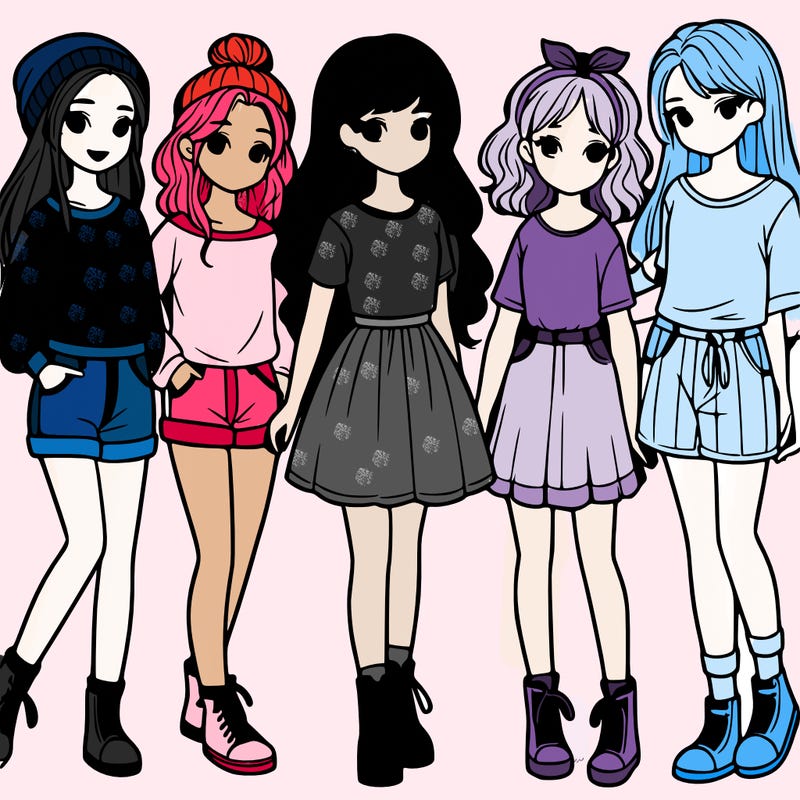 a group of five girls