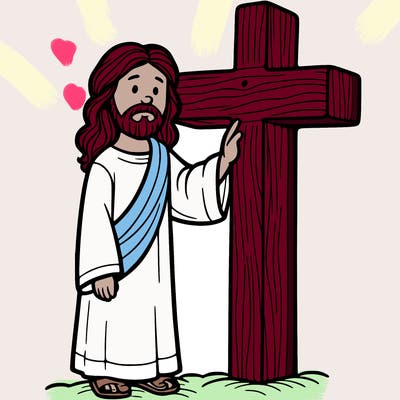 jesus standing beside the cross