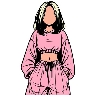 realistic girl faceless with baggy pants and a crop top