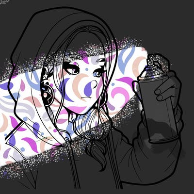 a realistic girl, spray painting
