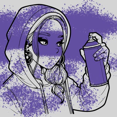 a realistic girl, spray painting