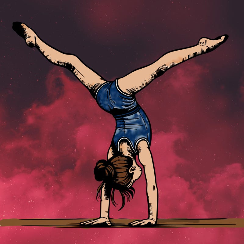 realistic gymnastic hand stand girl in four splits