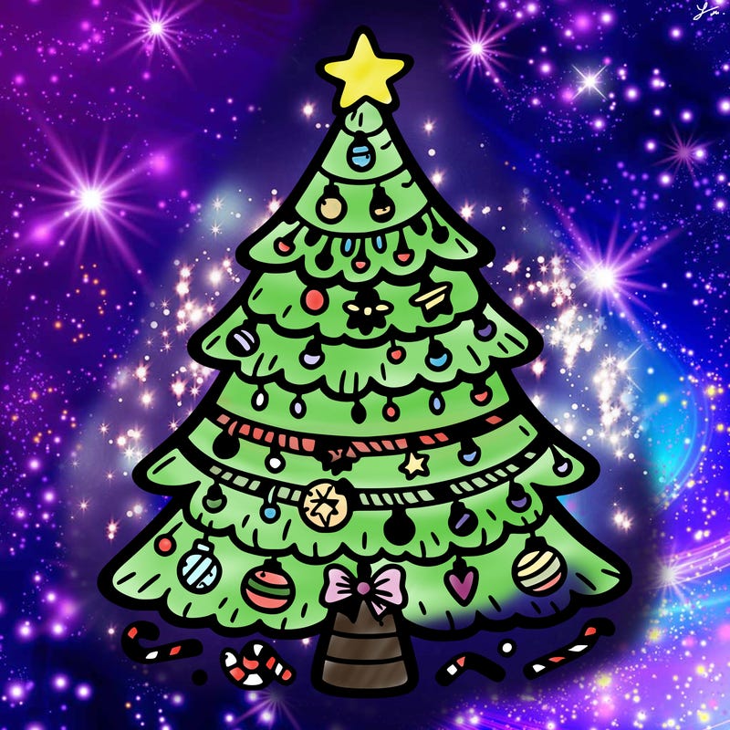 christmas tree with lots of details