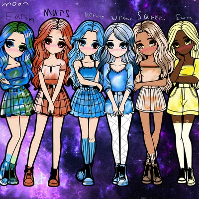 a group of girls realistic