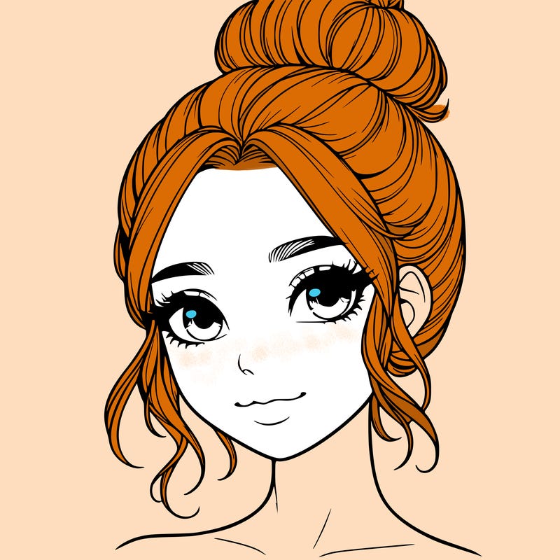 realistic pretty girl with hair in bun