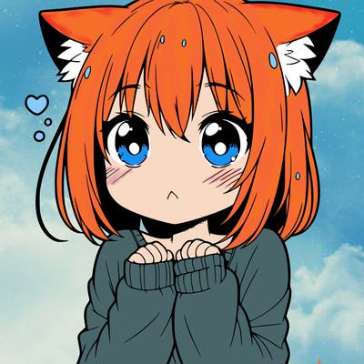 shy anime catgirl