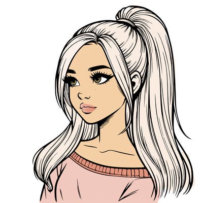 realistic girl with a high ponytail