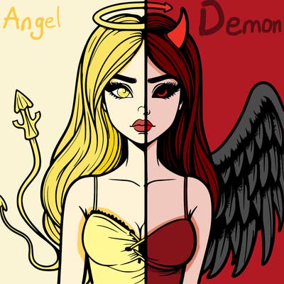 devil vs angel realistic girl