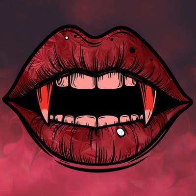 lips with vampire teeth