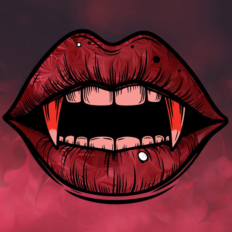 lips with vampire teeth