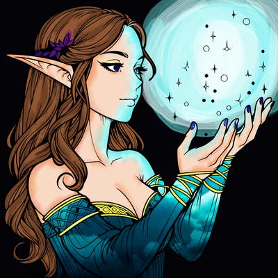 realistic elf girl doing magic