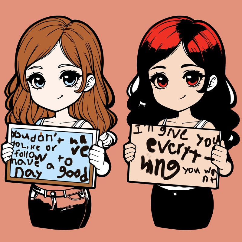 realistic girl holding a sign