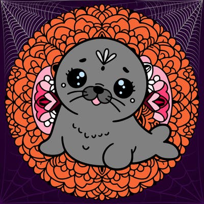 a cute baby seal mandala