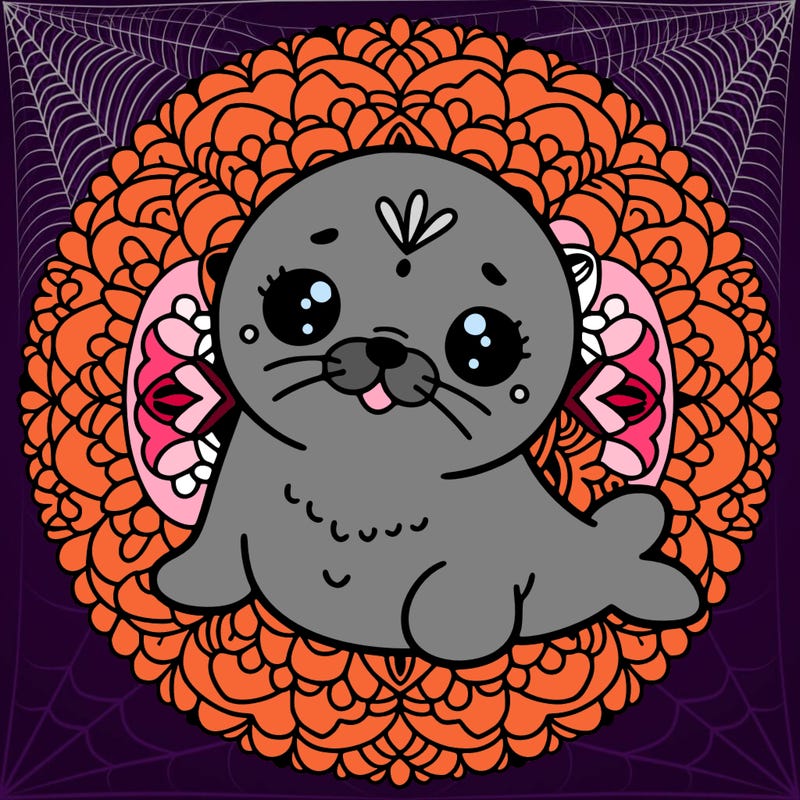 a cute baby seal mandala