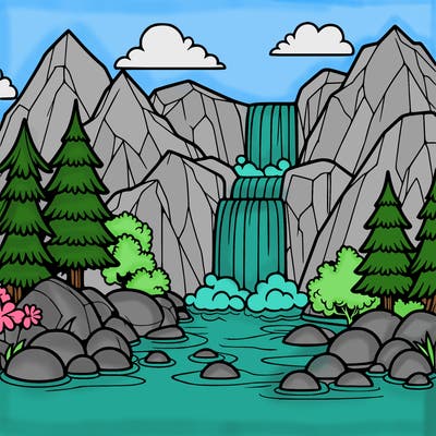 waterfall in mountain