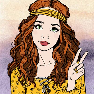 realistc girl 70s hippie