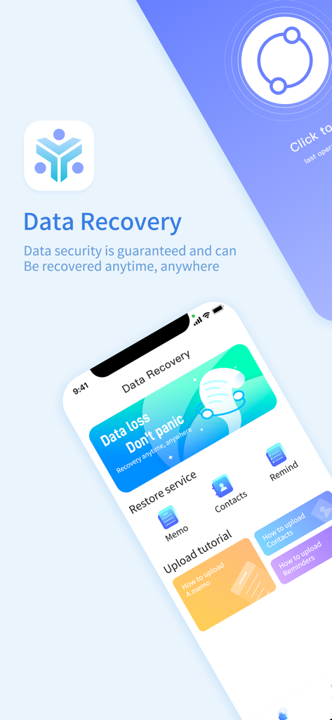 Transfer My Data&Data Recovery - Captura de tela da interface do aplicativo Transferir Meus Dados e Recuperação de Dados em um iPhone mostrando serviços de restauração de dados