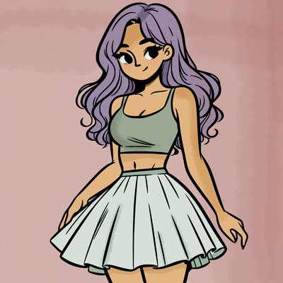 woman in a skirt and crop top