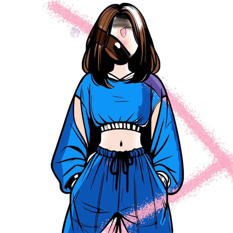 realistic girl faceless with baggy pants and a crop top