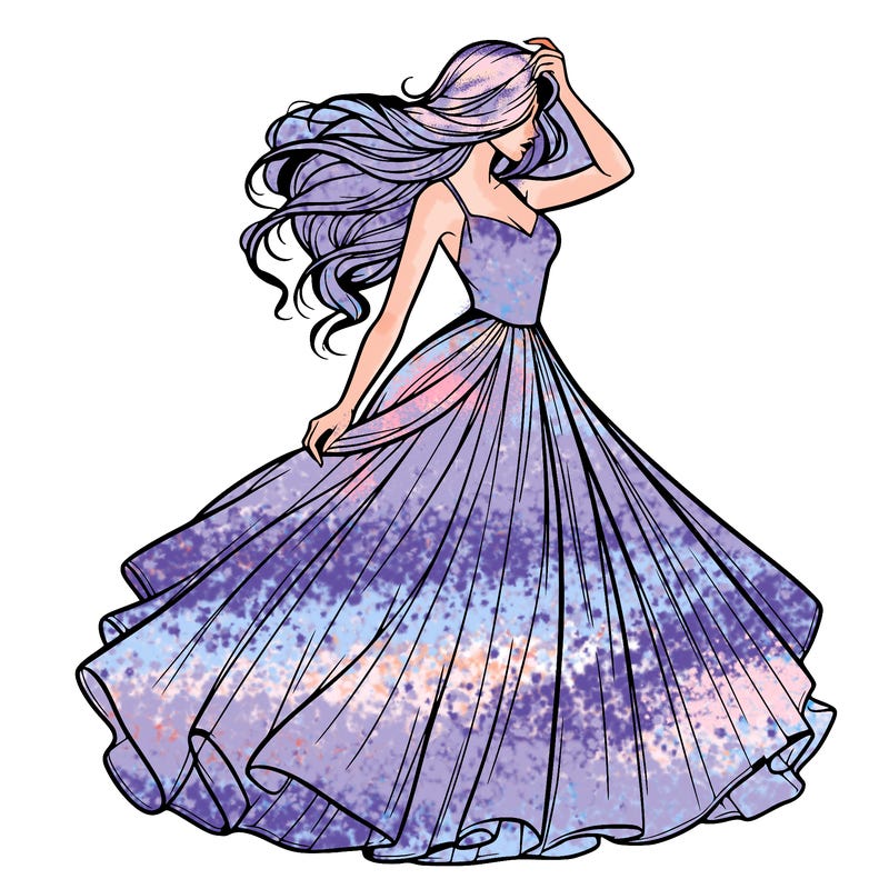 realistic woman with dress flowing in the wind
