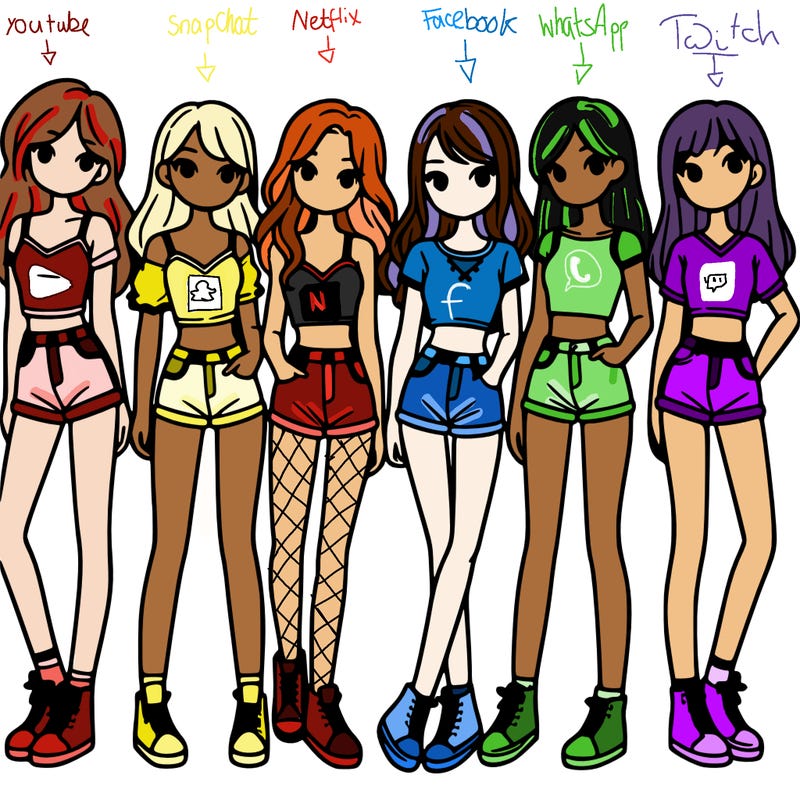 a group of girls wearing crop tops and shorts
