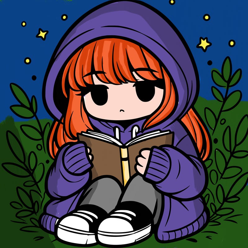 girl in oversized hoodie reading a book