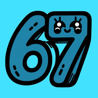 the numbers 67