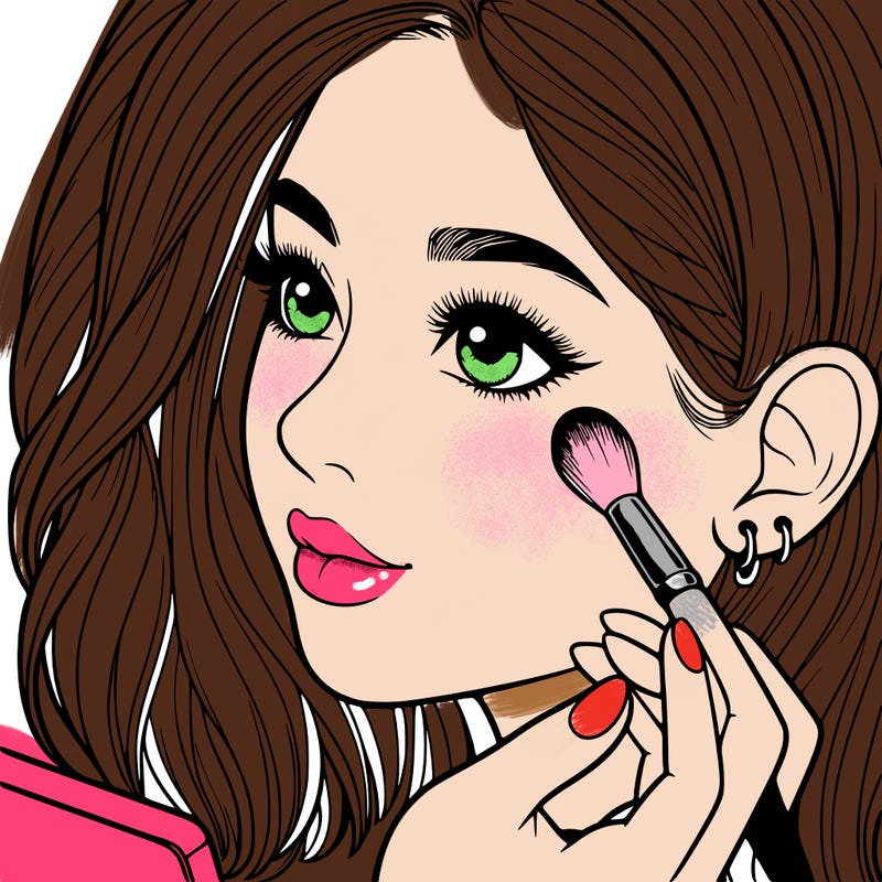 a realistic girl doing her makeup