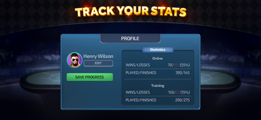 Domino - Dominoes online game - 도미노 온라인 게임의 상세한 플레이어 프로필 및 통계 화면