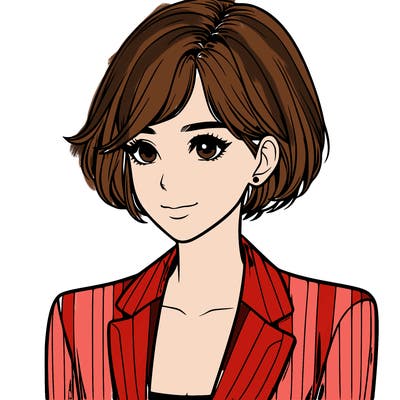 one beautiful girl realistic wearing suit with short hair