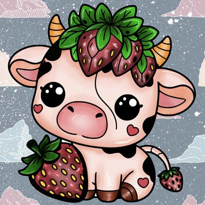 cute strawberry cow