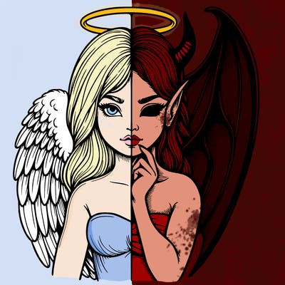 realistic angel half demon