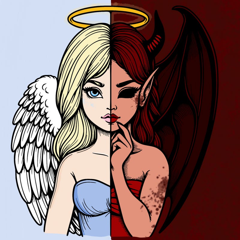 realistic angel half demon