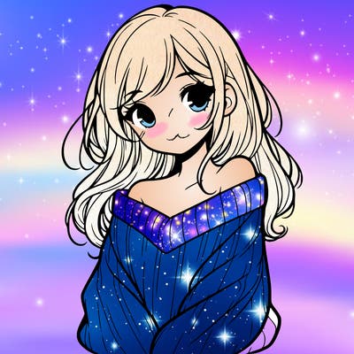 shy pretty girl wearing a sweater that is falling off one shoulder portrait