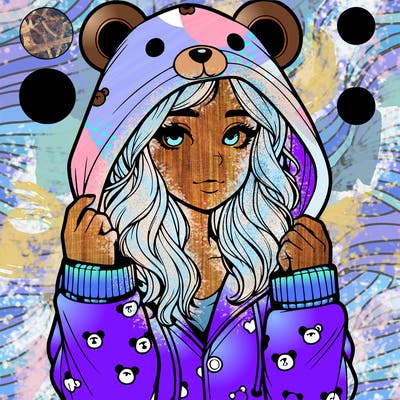 realistic girl in a animal pjs hoodie