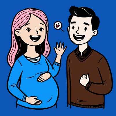 happy pregnant mother with husband