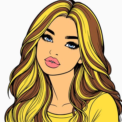 realistic girl with hair on her hair and lips