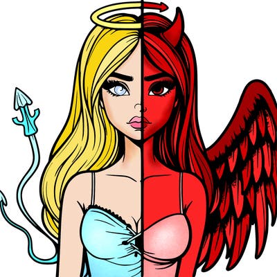 devil vs angel realistic girl